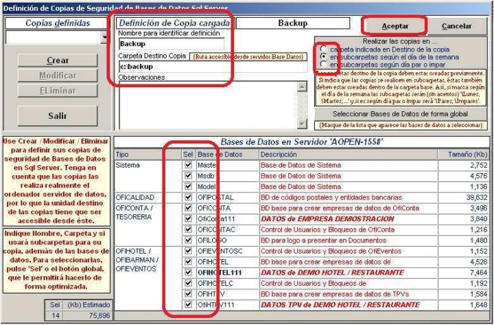 SQL copia definida